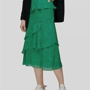 Whistles Asymmetrical Green Skirt